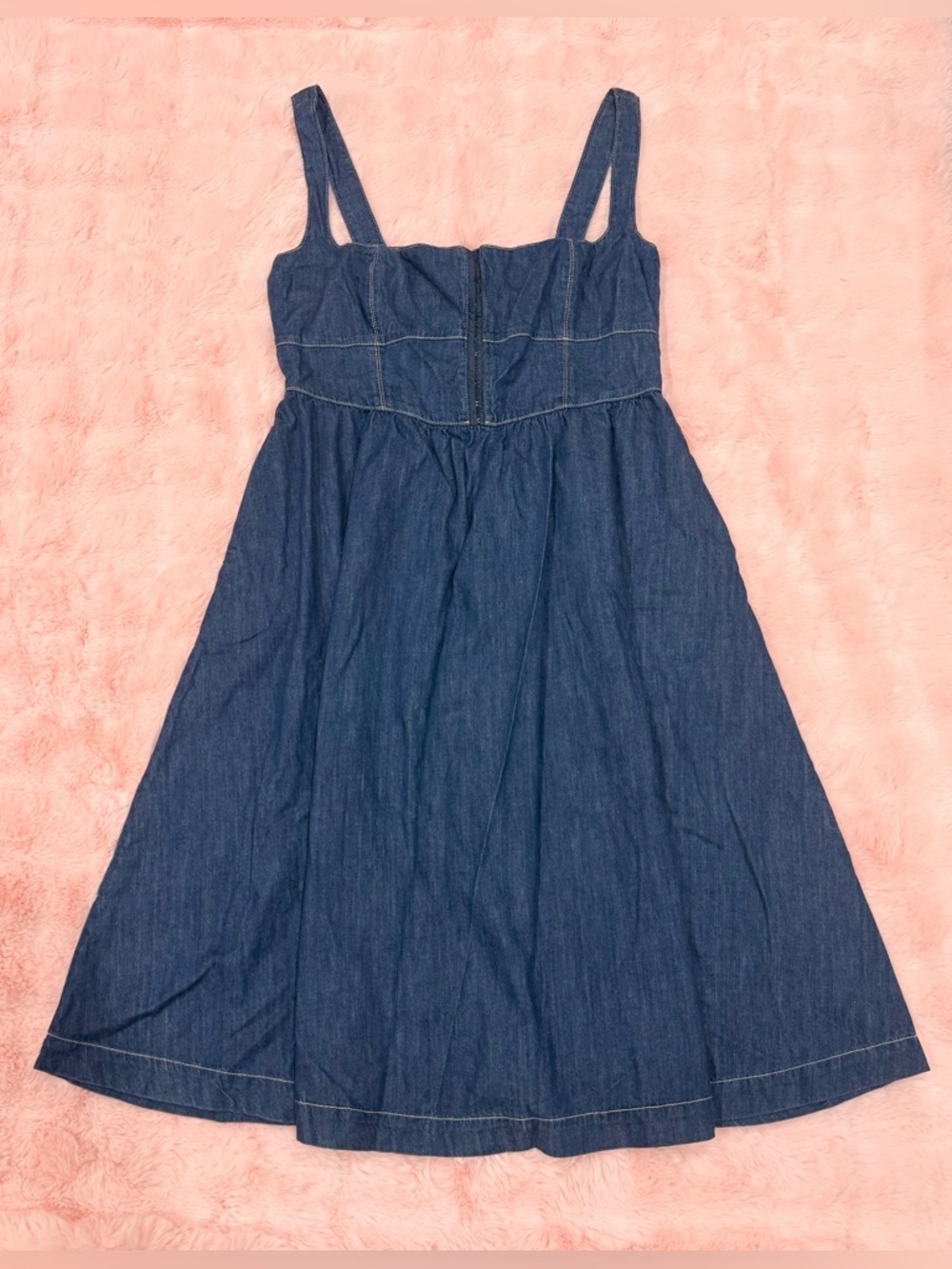 Reformation Tagliatelle Denim Midi Sleeveless Dress - Picture 2 of 7